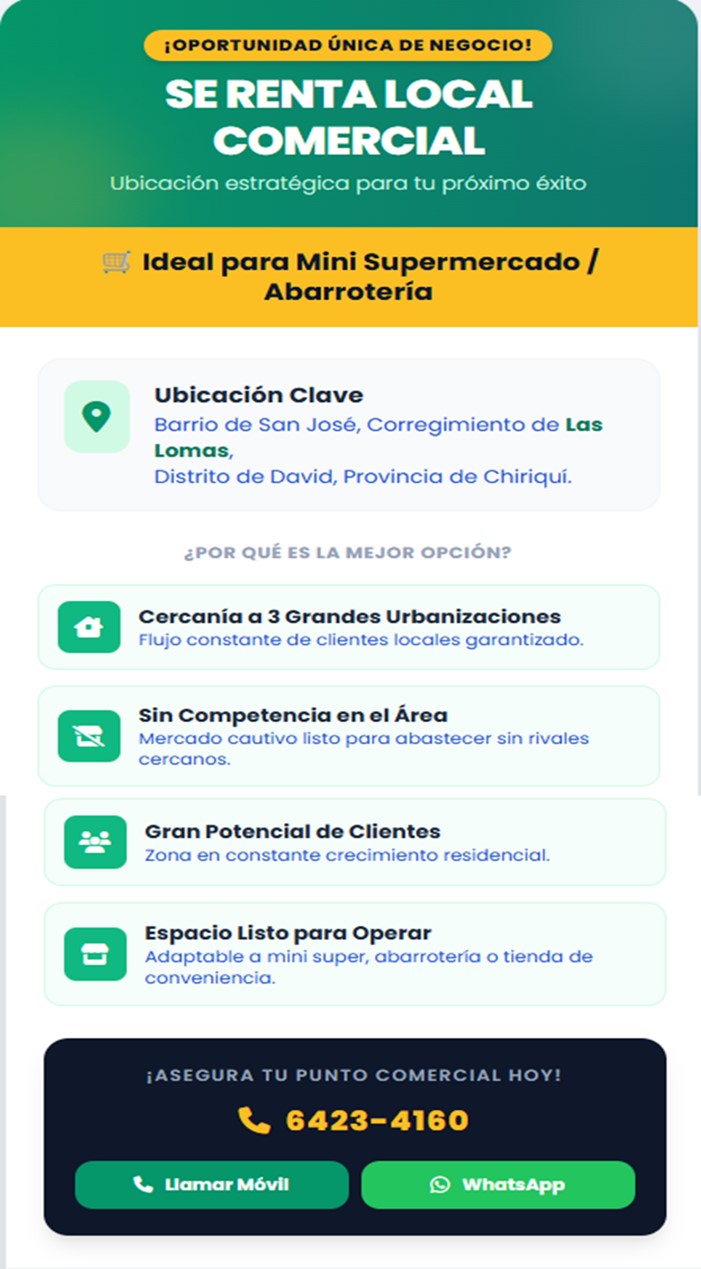 Anuncio de alquiler del local comercial